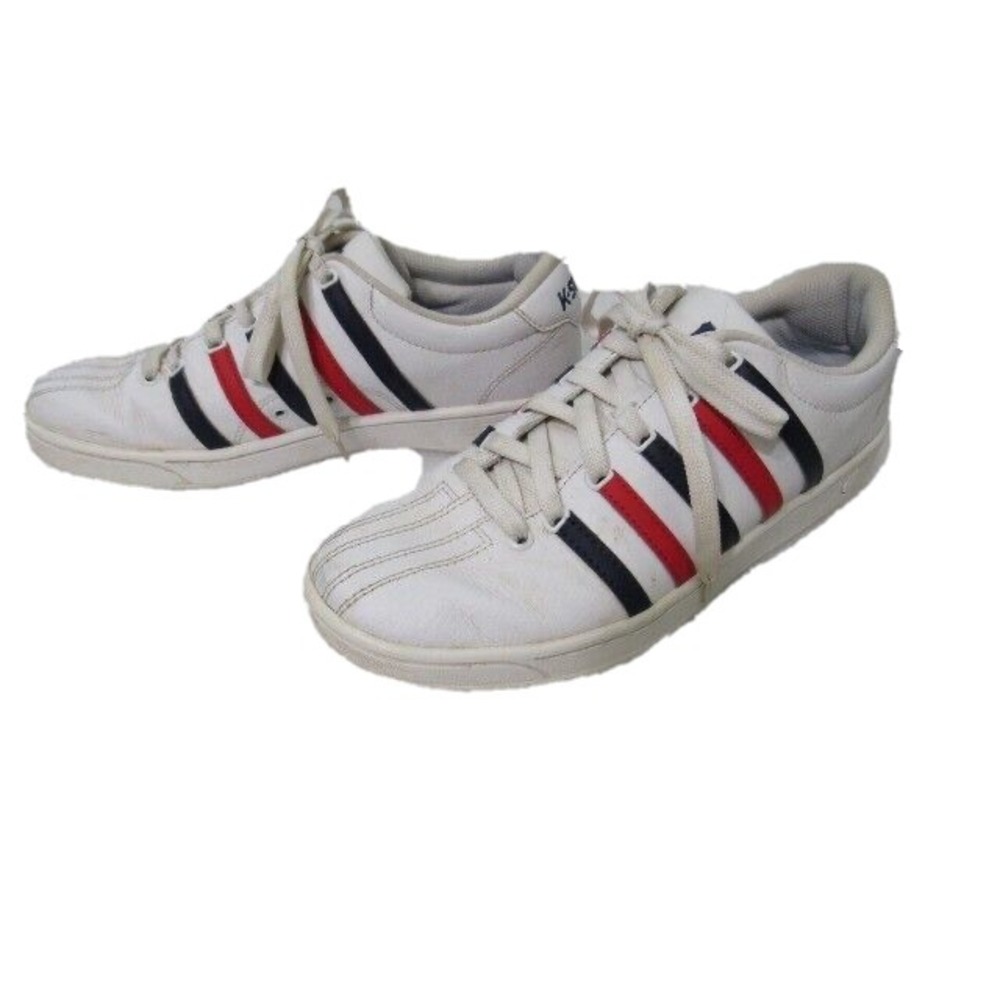 K-Swiss Youth White/Red/Black Leather Sneakers 93615 199-M Low Size-8.5 US - Picture 2 of 12